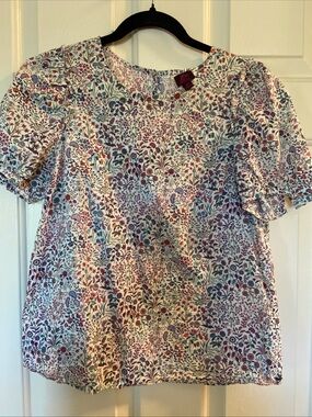 JCrew Floral Puff-Sleeve Women's Top - Multicolor